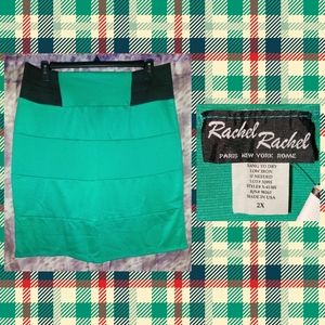 Rachel Rachel Green & Black Colorblock Soft Knit Tiered Pencil Skirt 2X(18/20)